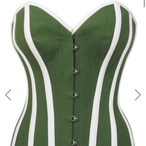 GREEN AND WHITE SINGLE LAYER OVERBUST CORSET  LW003